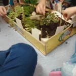 Workshop - Raum für Pflanzen ist für Kindergartenkinder, die eine kleine Stadt bauen